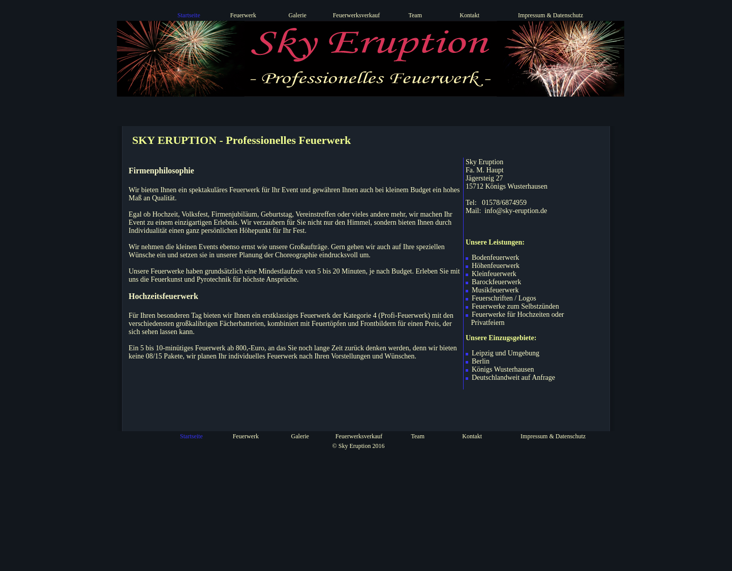 Aktuelle Website-Vorschau von Sky Eruption Feuerwerk in & um Leipzig