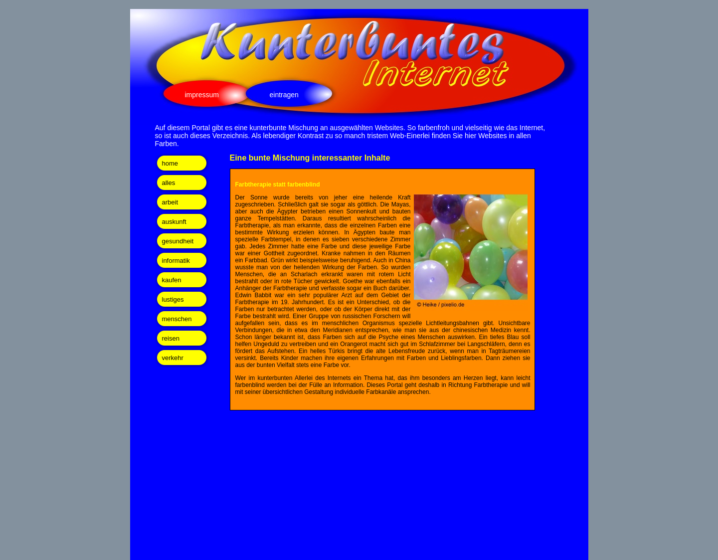 Aktuelle Website-Vorschau von Ein Kunterbuntes Verzeichnis