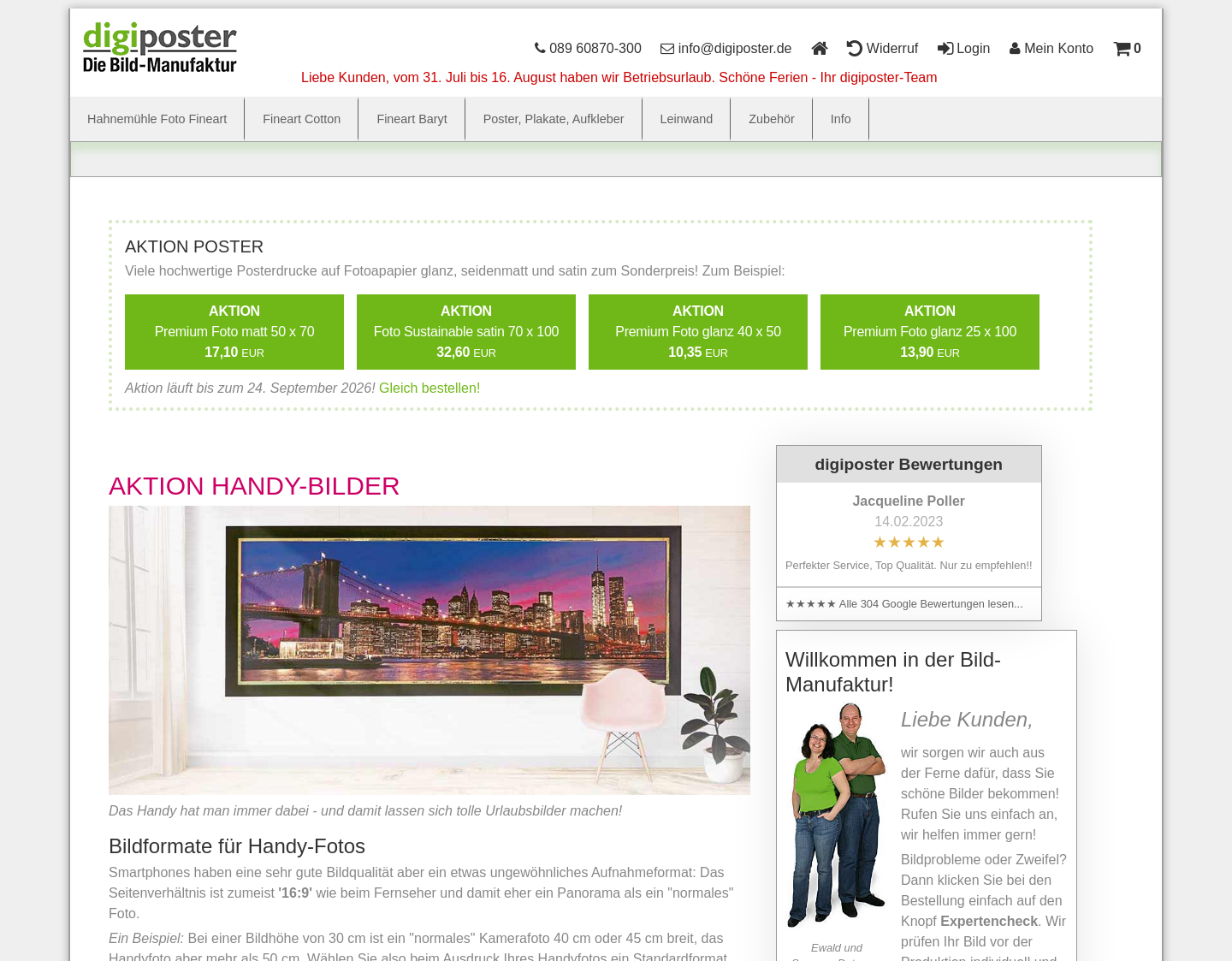 Aktuelle Website-Vorschau von Online Fotodruck – Digiposter