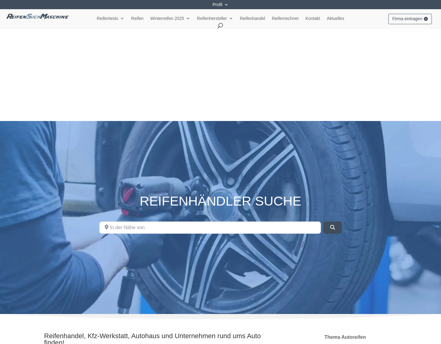 Aktuelle Website-Vorschau von Autoreifen