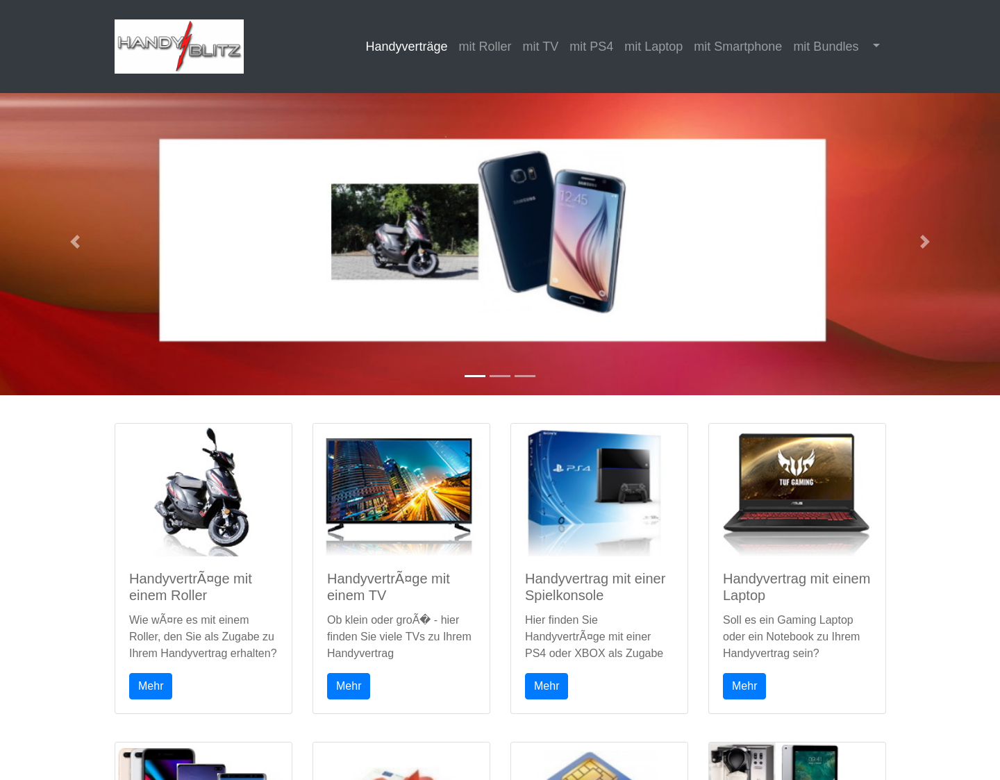 Aktuelle Website-Vorschau von Handy-Blitz - Super Handyverträge