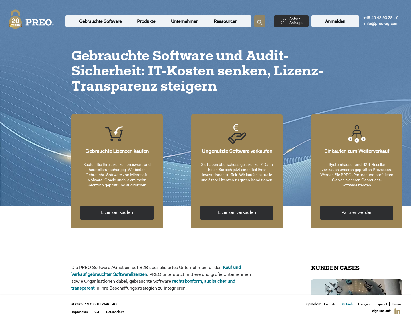 Aktuelle Website-Vorschau von Gebrauchtsoftware für Unternehmen