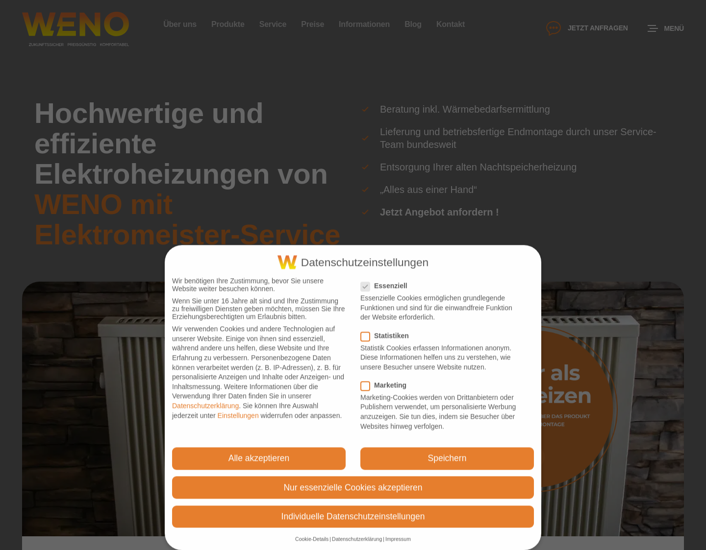 Aktuelle Website-Vorschau von Elektroheizung & Elektroheizkörpe