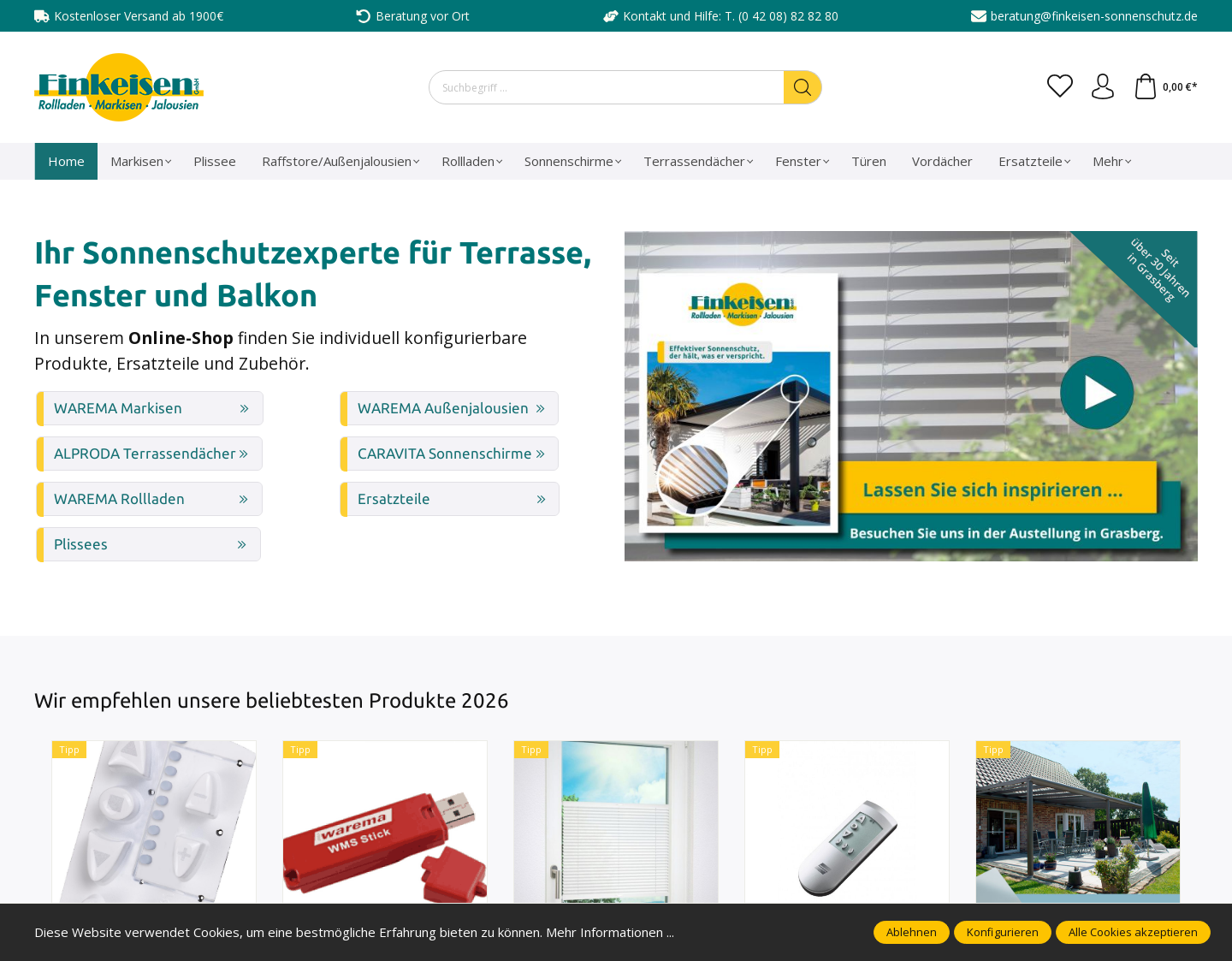 Aktuelle Website-Vorschau von Finkeisen-Sonnenschutz GmbH