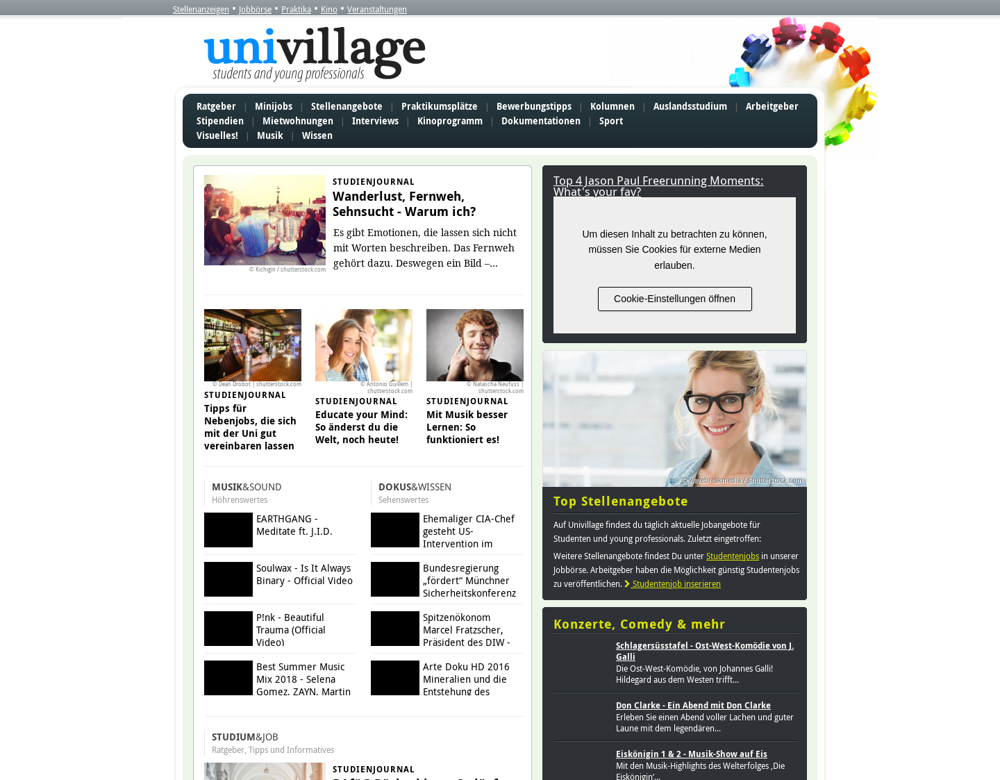 Aktuelle Website-Vorschau von Univillage