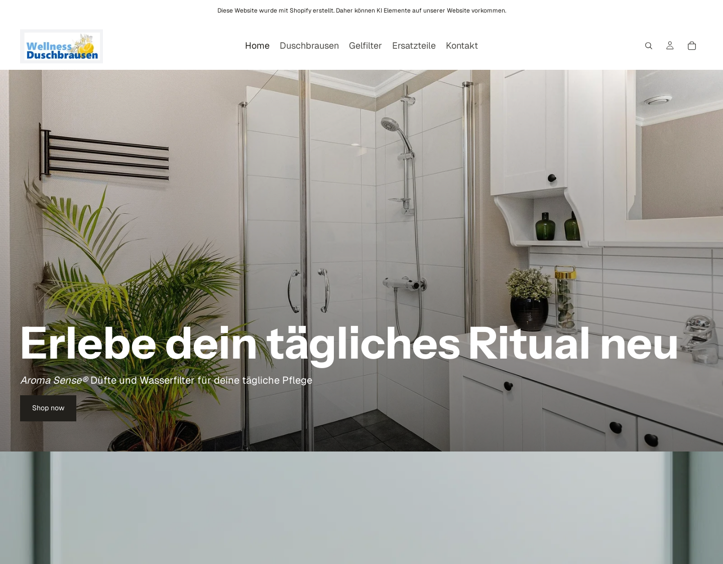 Aktuelle Website-Vorschau von Aroma Sense Duschbrausen - Wellness Duschen