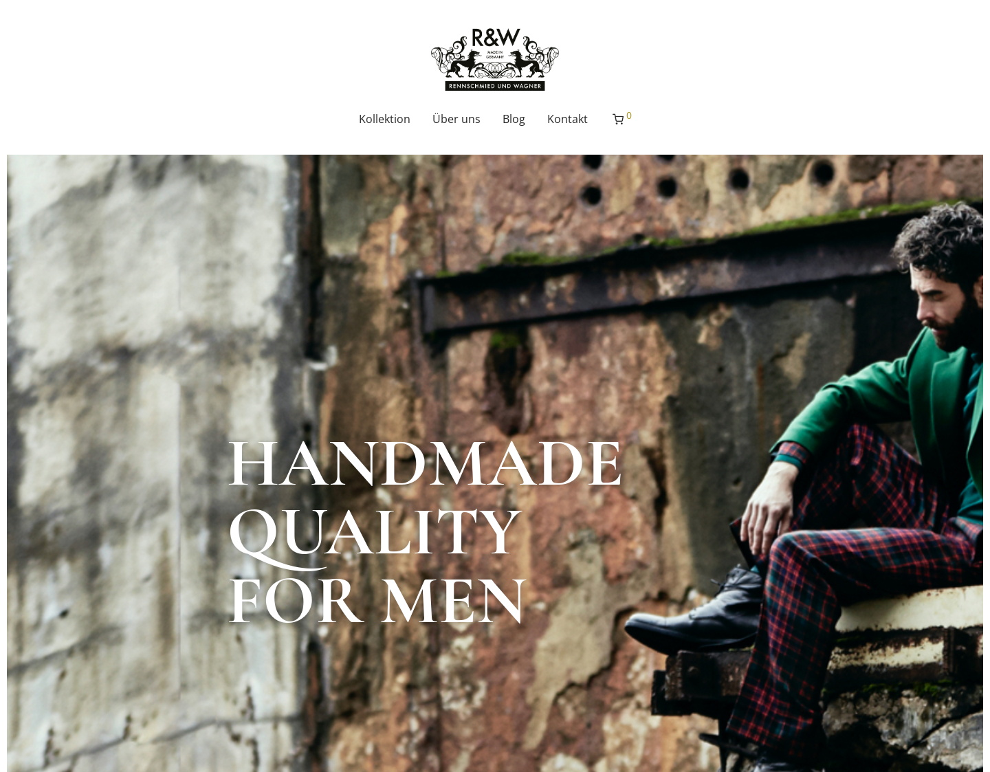 Aktuelle Website-Vorschau von Herrenmode made in Germany