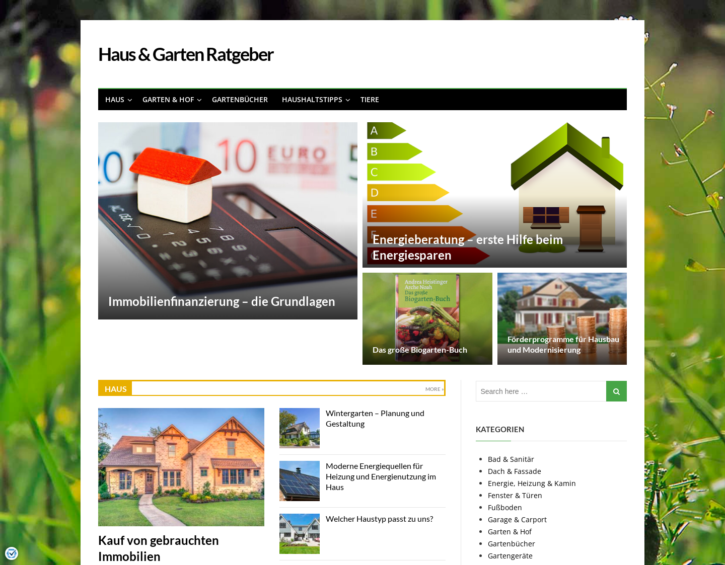 Aktuelle Website-Vorschau von Infos und Tipps für Eigenheimbesitzer