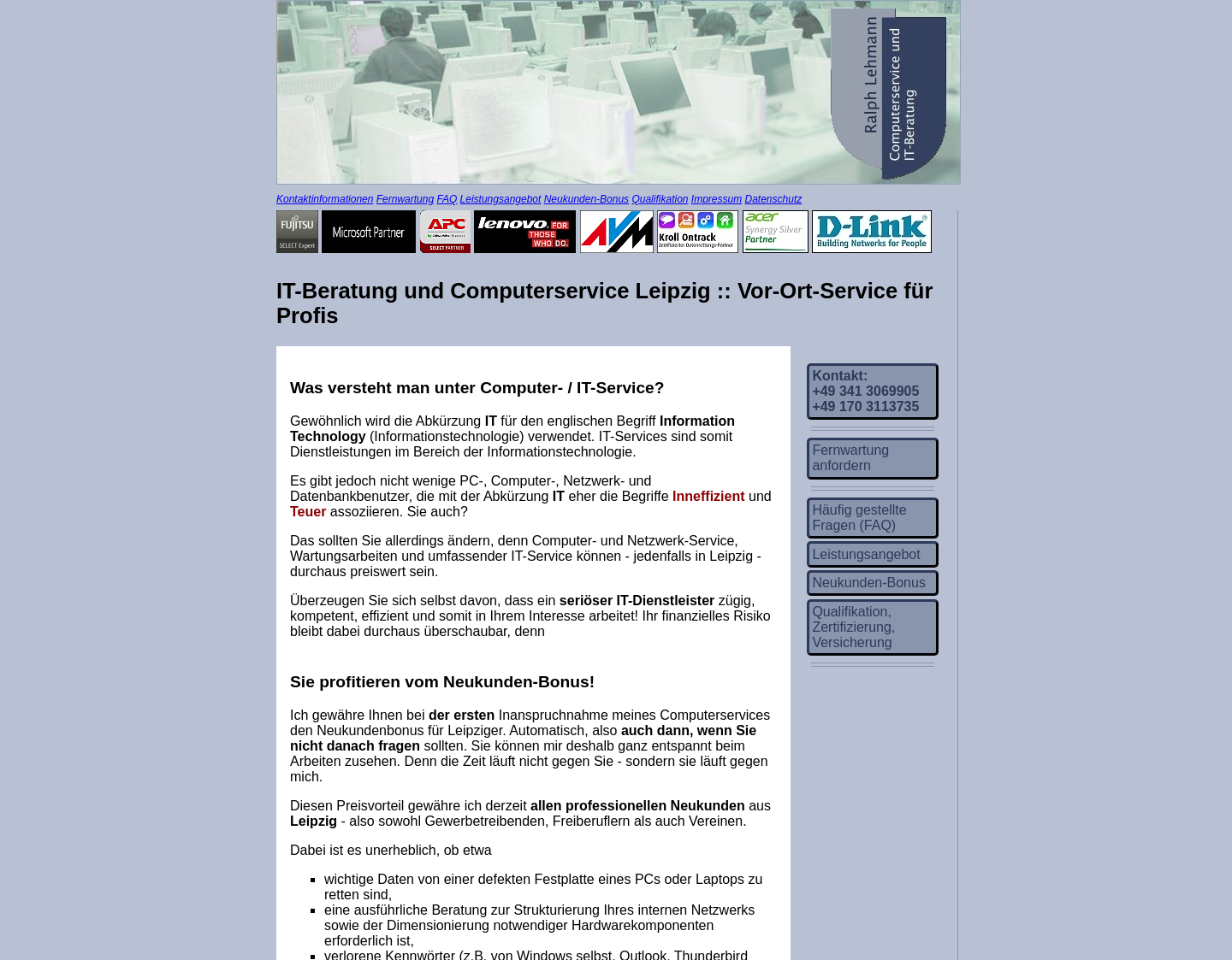 Aktuelle Website-Vorschau von Ralph Lehmann * IT-Service in Leipzig