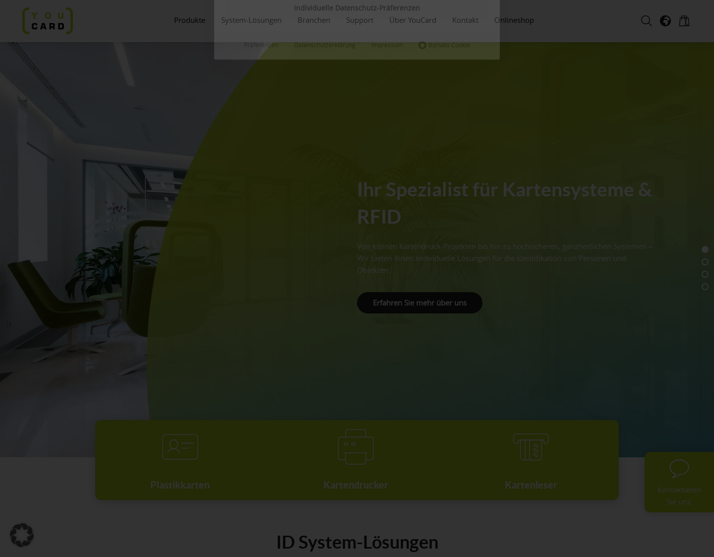 Aktuelle Website-Vorschau von Plastikkarten, Chipkarten, Kartendrucker