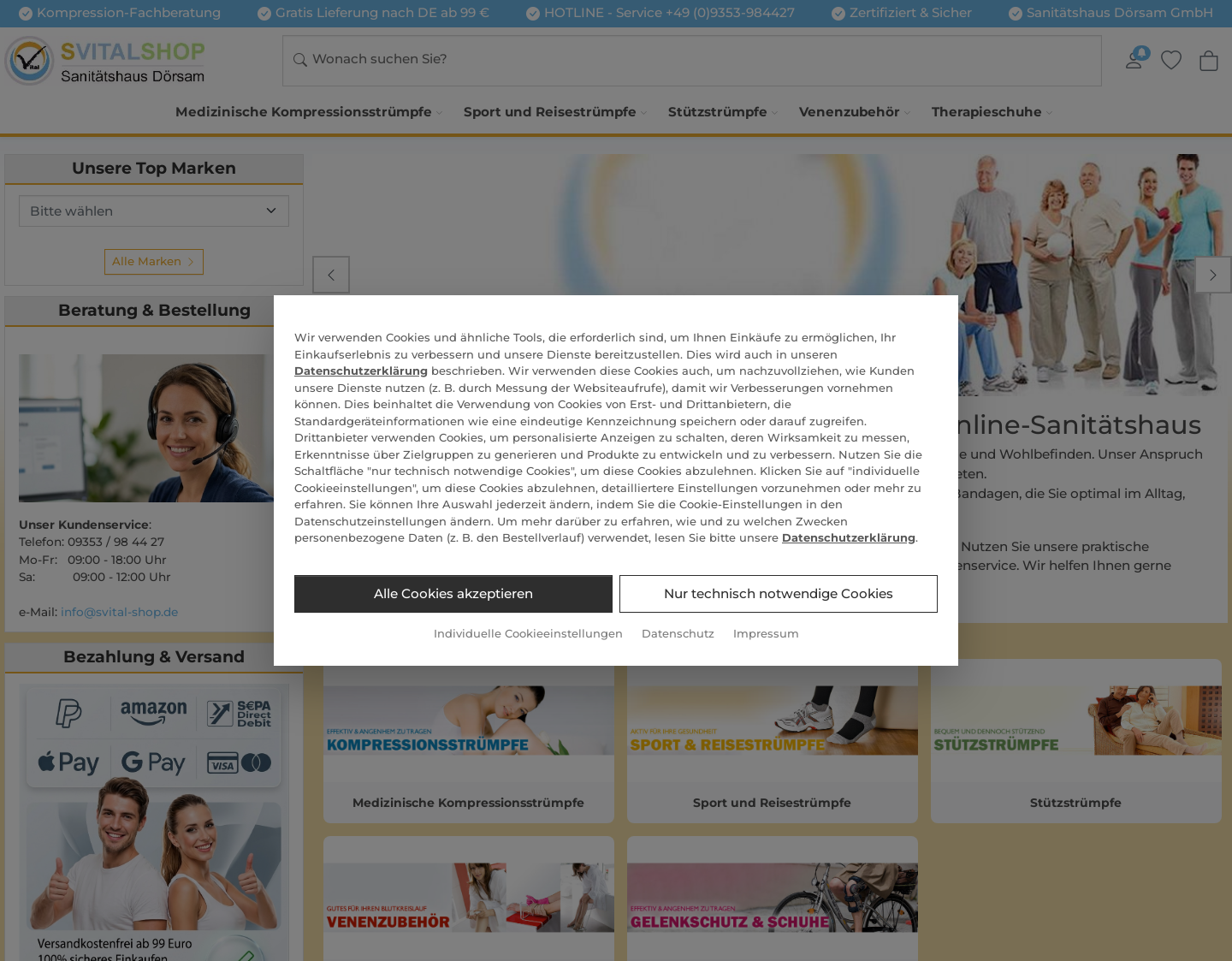Aktuelle Website-Vorschau von Sanitaetshaus SVITAL Shop