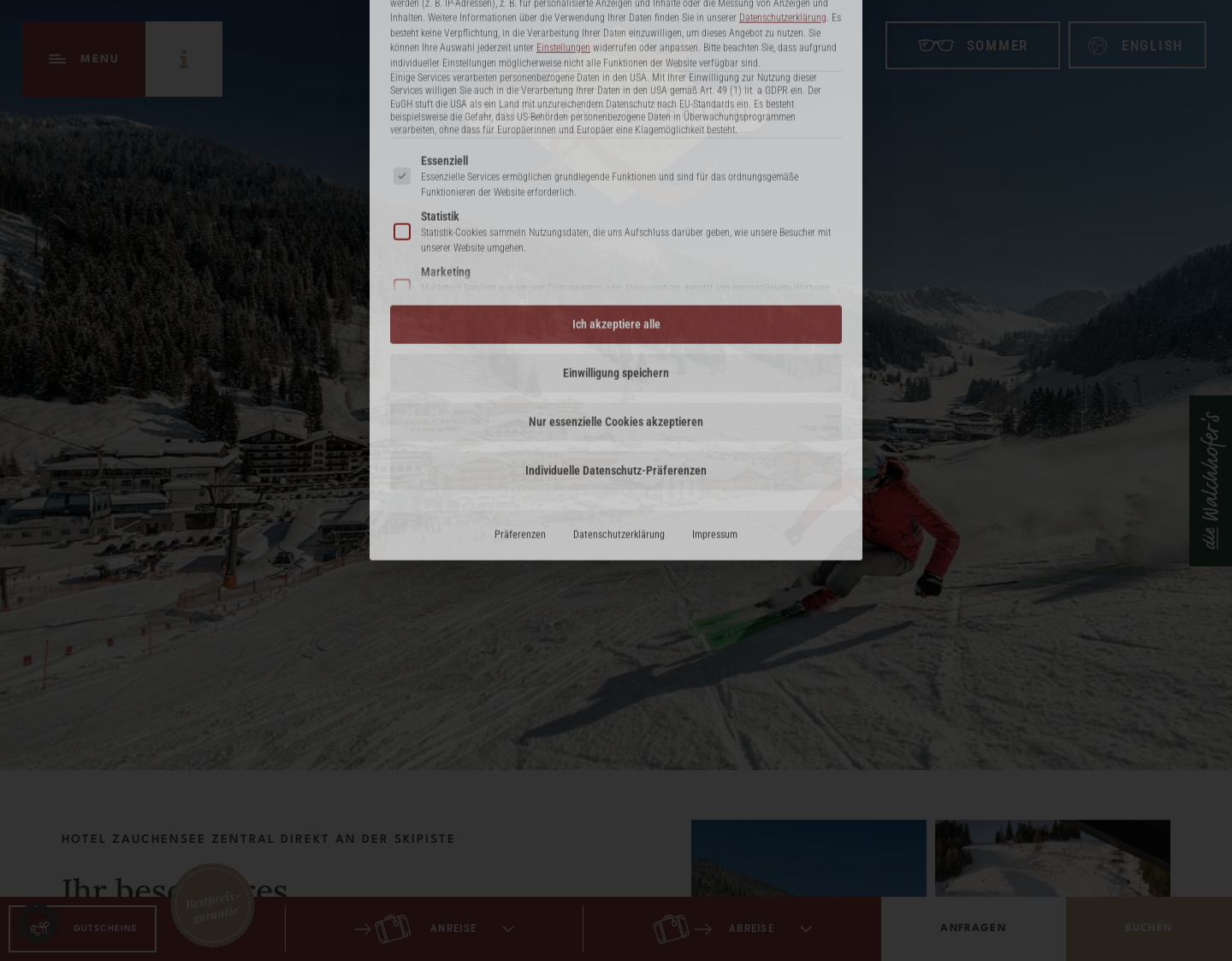 Aktuelle Website-Vorschau von Hotel Zentral Zauchensee