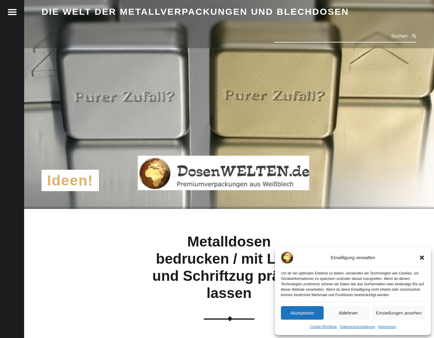 Aktuelle Website-Vorschau von Die Blechdose als Geschenkverpackung