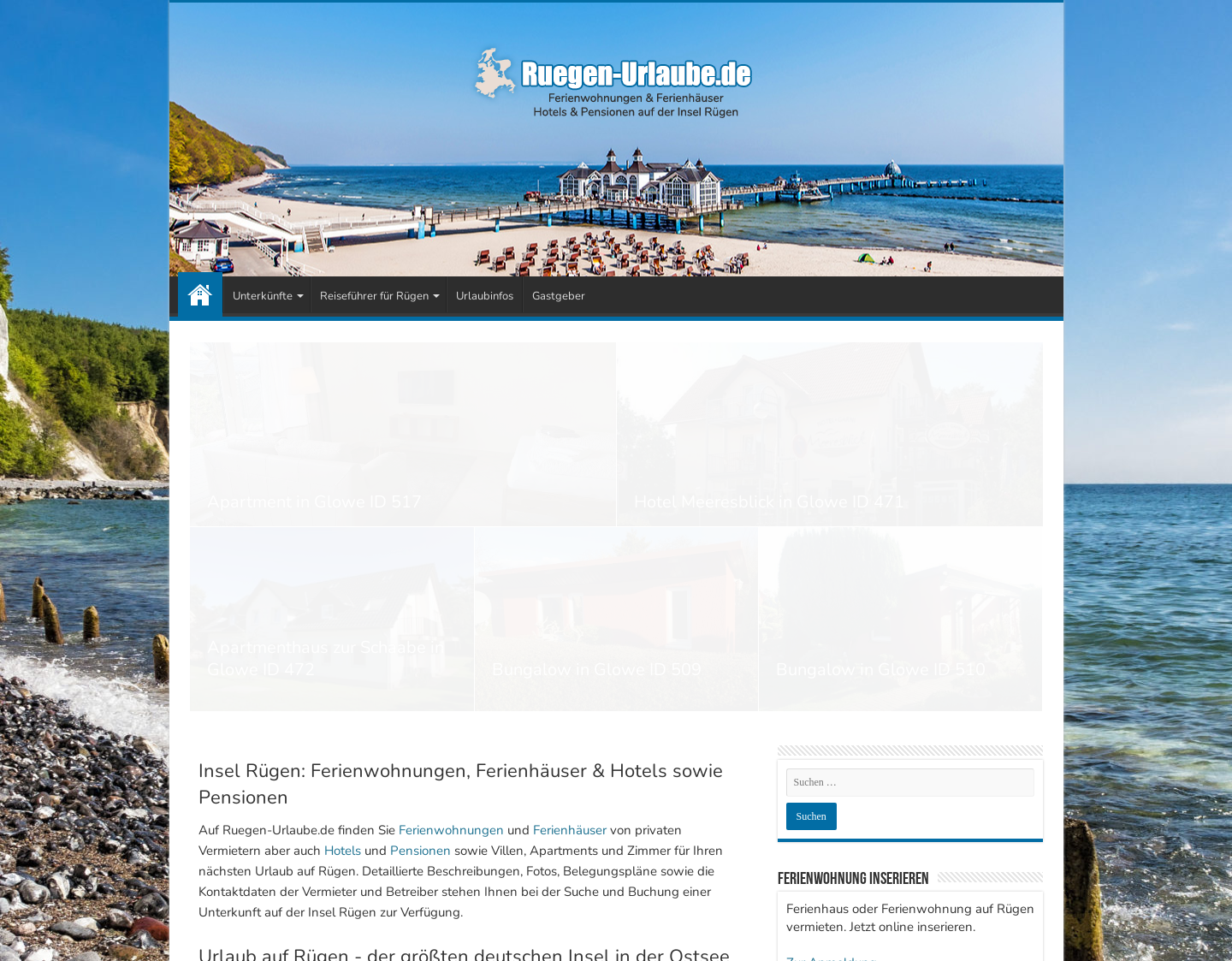 Aktuelle Website-Vorschau von Pension Rügen