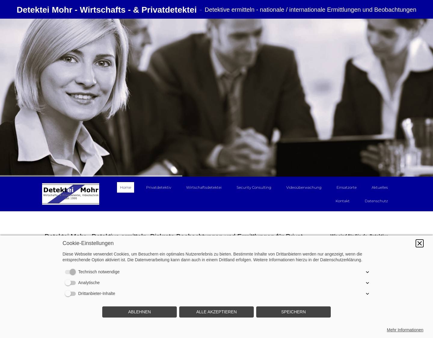 Aktuelle Website-Vorschau von Detektei Mohr - Detektive ermitteln