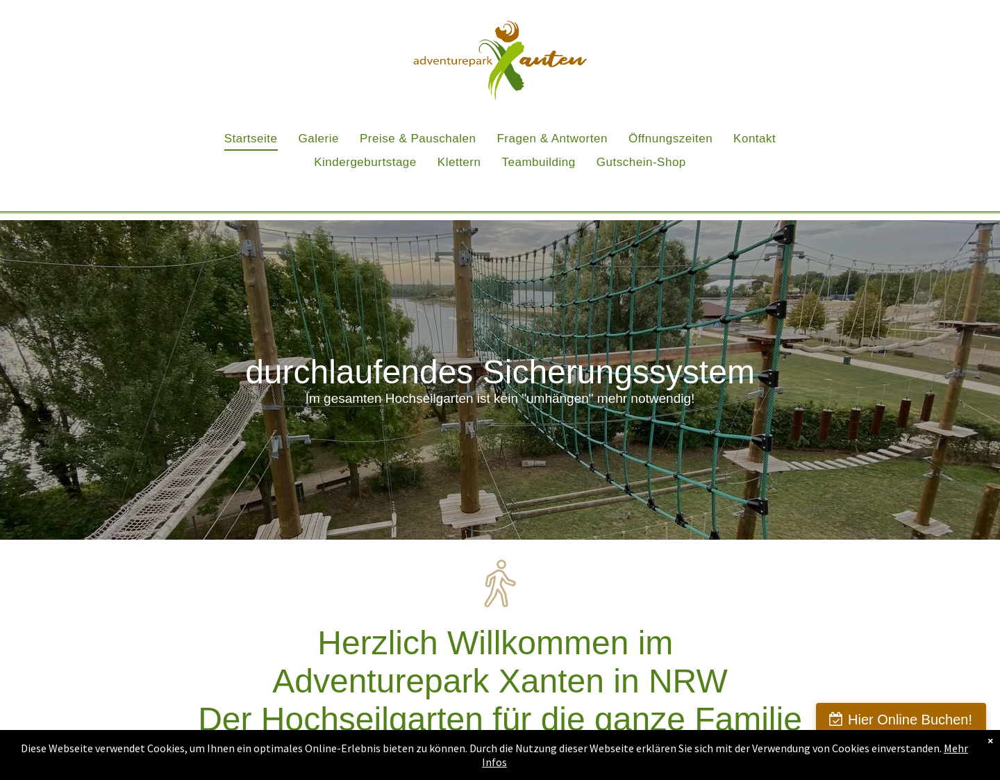 Aktuelle Website-Vorschau von Outdoorcenter-NRW - Adventurepark Xanten