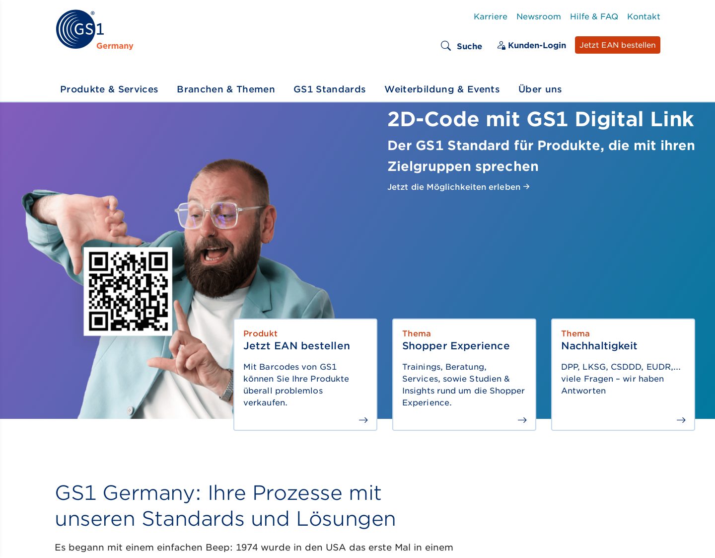 Aktuelle Website-Vorschau von Barcode - ein GS1 Standard