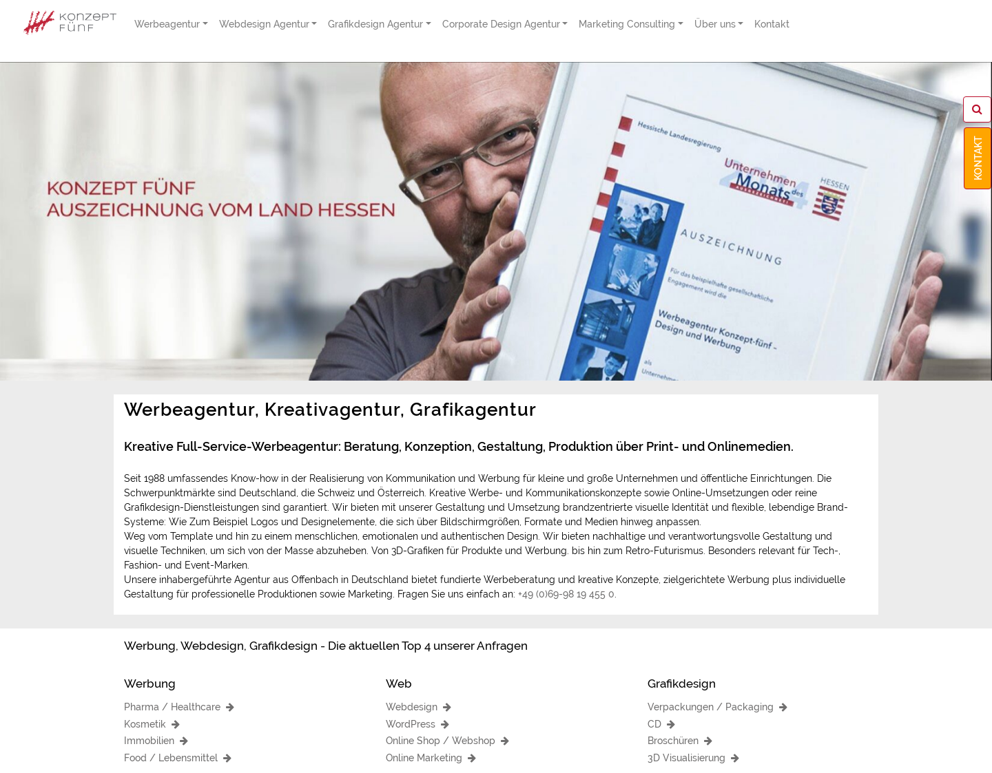 Aktuelle Website-Vorschau von Werbeagentur für Grafik und Werbung