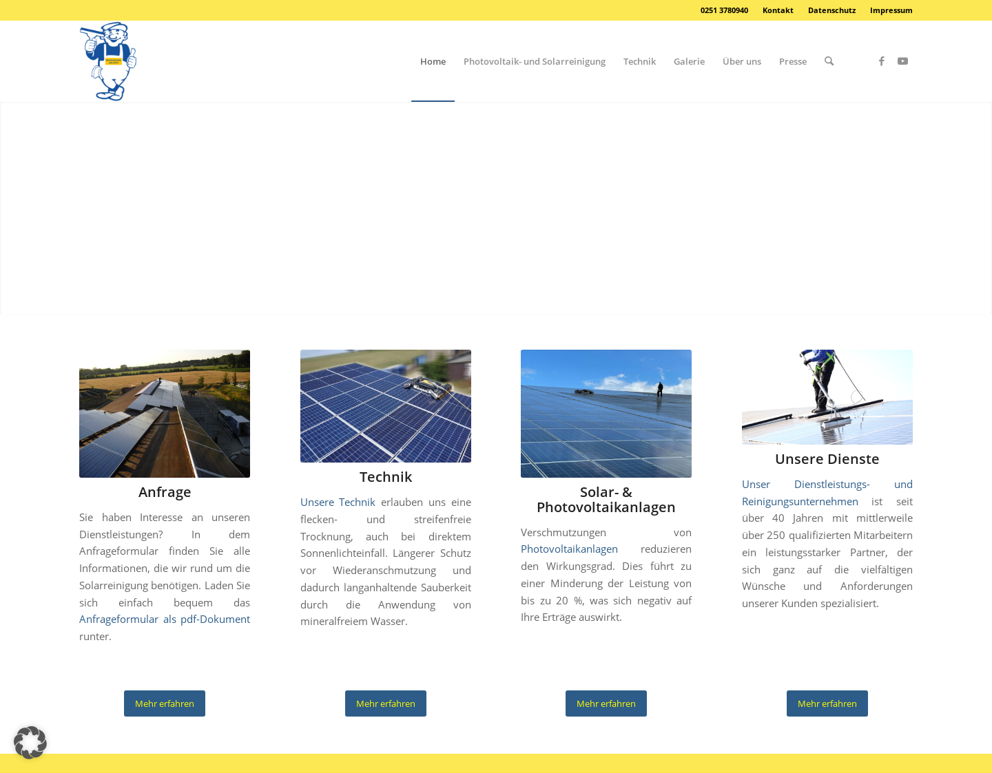 Aktuelle Website-Vorschau von Photovoltaik Reinigung & Solarreinigung