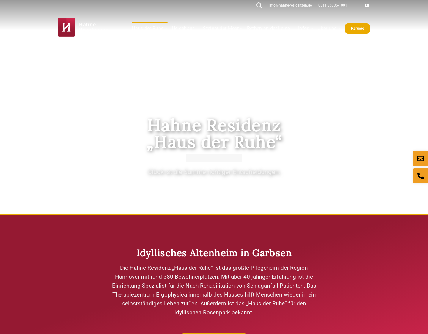 Aktuelle Website-Vorschau von Alten- und Pflegeheim Haus der Ruhe