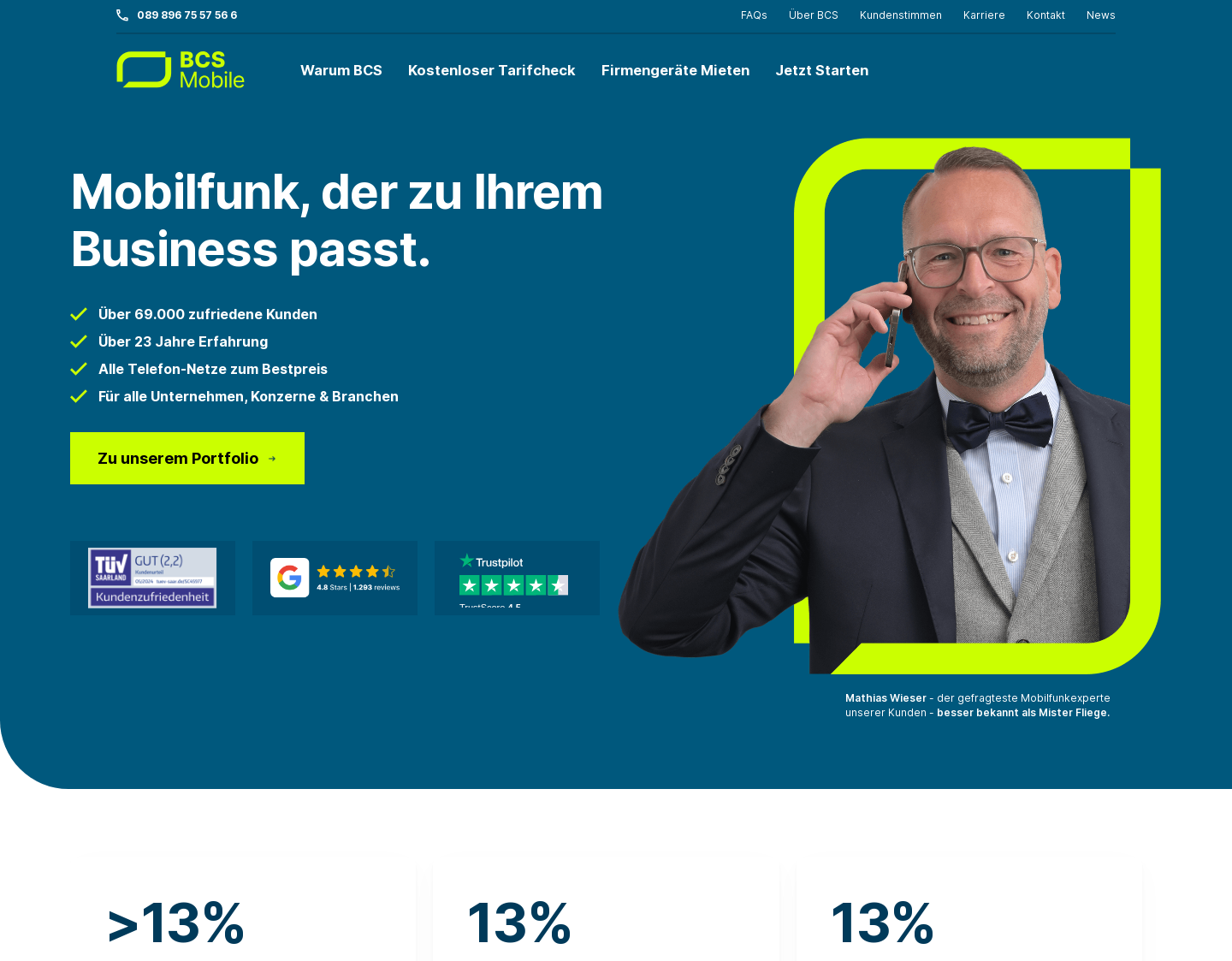 Aktuelle Website-Vorschau von Tarifvergleich für gewerbliche Telekommunikation