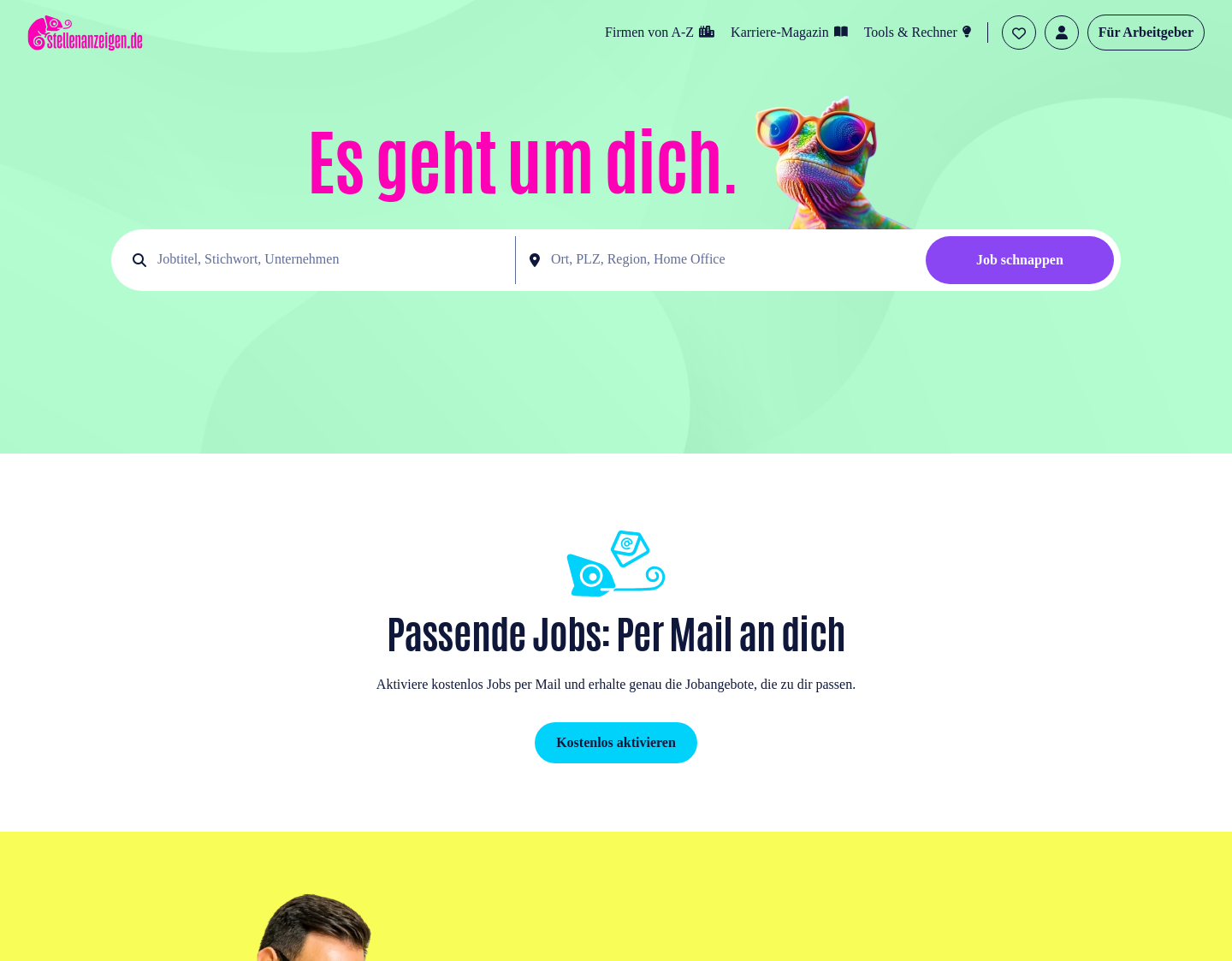 Aktuelle Website-Vorschau von Stellenmarkt stellenanzeigen.de