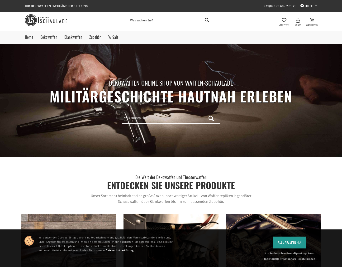 Aktuelle Website-Vorschau von Waffen