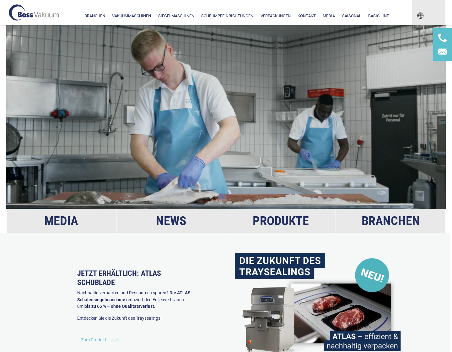Aktuelle Website-Vorschau von Boss Vakuum Verpackungsmaschinen