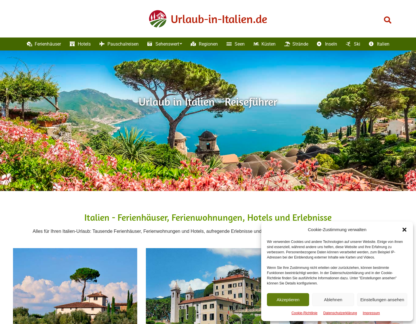 Aktuelle Website-Vorschau von Italien- Reisen