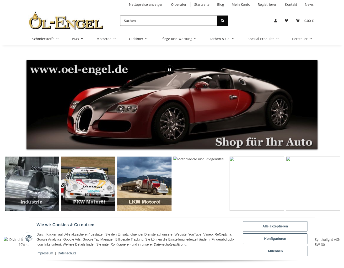 Aktuelle Website-Vorschau von Öl und Schmierstoffhandel Engel