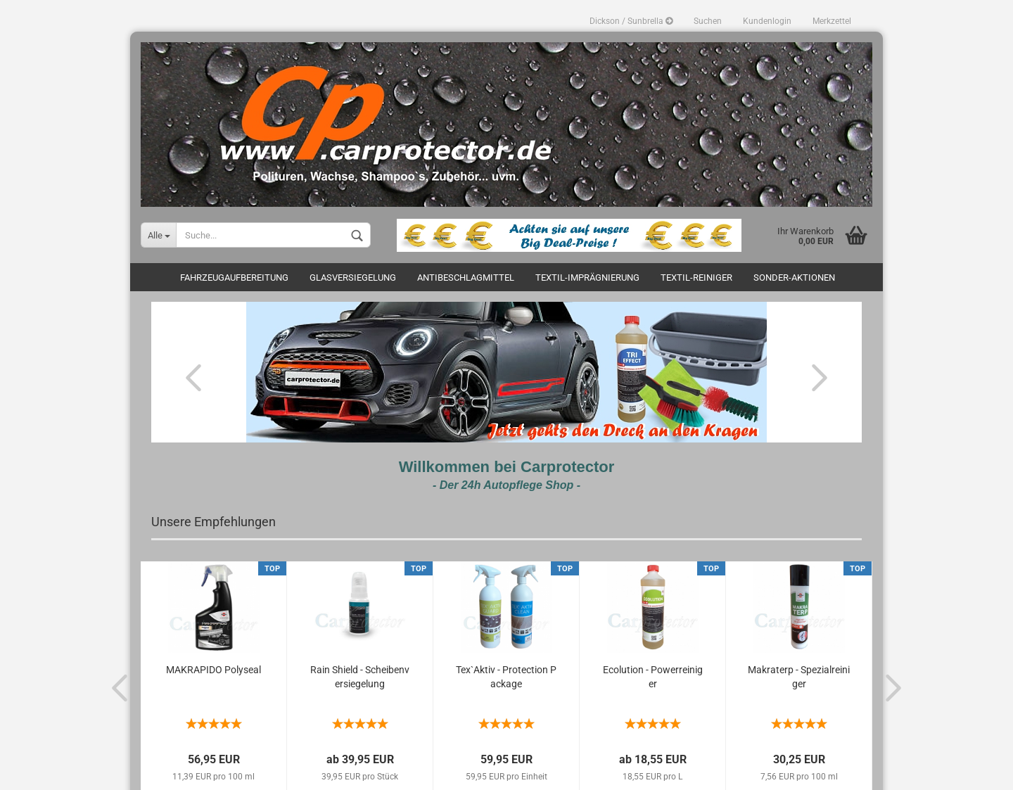 Aktuelle Website-Vorschau von Carprotector