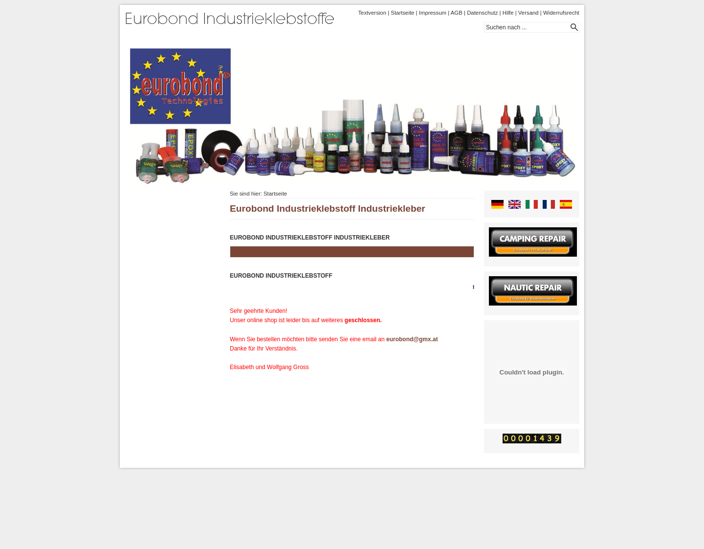 Aktuelle Website-Vorschau von Eurobond Industrieklebstoff