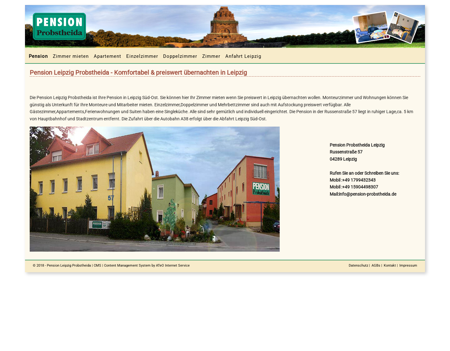 Aktuelle Website-Vorschau von Pension Leipzig - Zimmer mieten