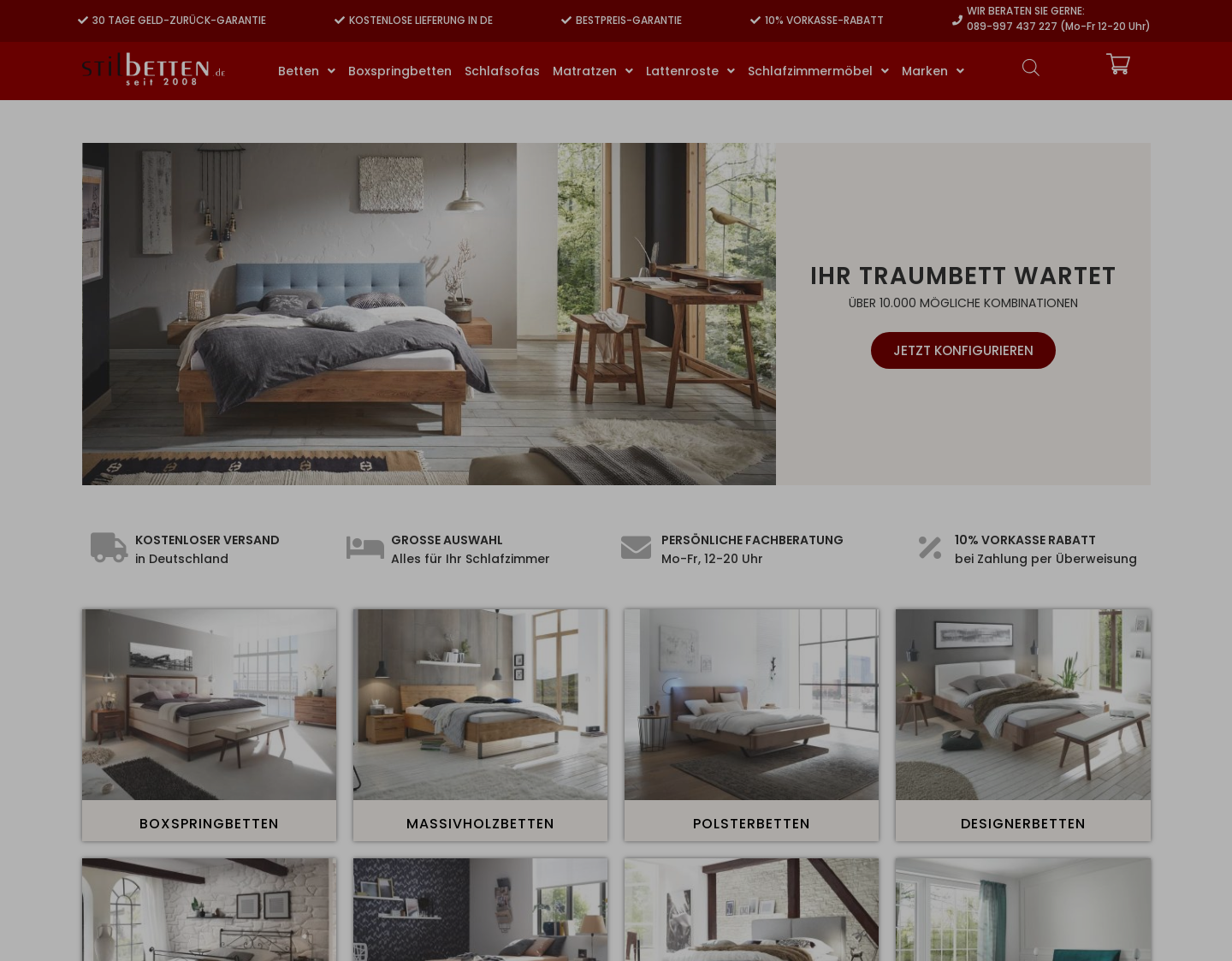 Aktuelle Website-Vorschau von Betten, Betten Shop, Betten kaufen bei Stilbetten.