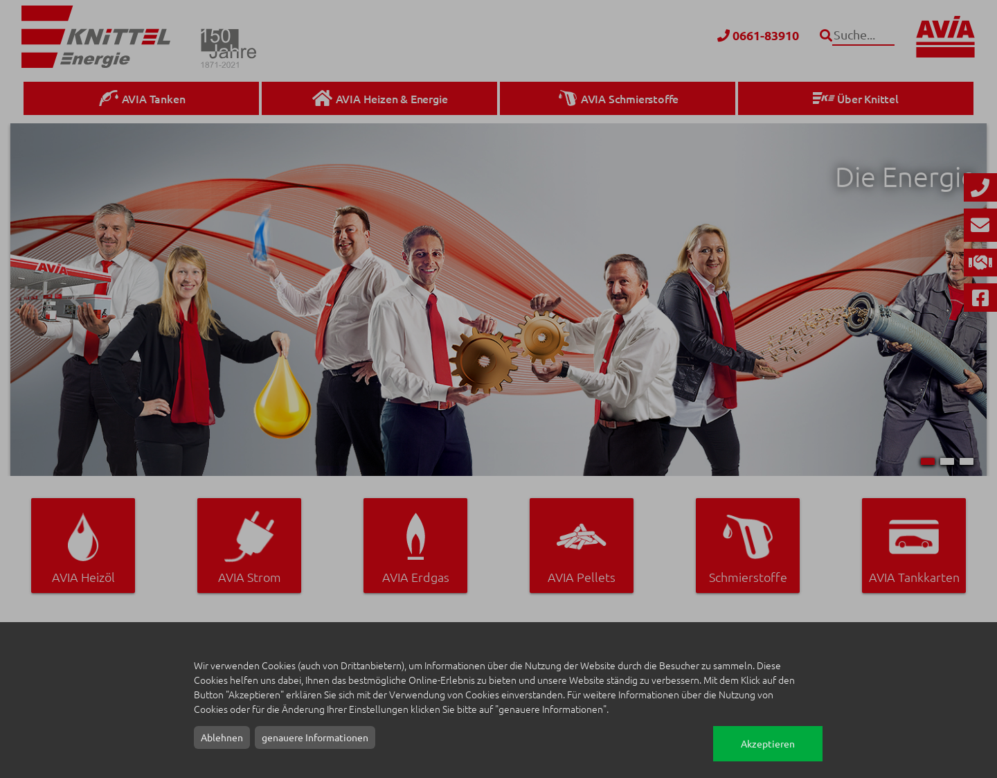 Aktuelle Website-Vorschau von Knittel.de hat ihre Energie!