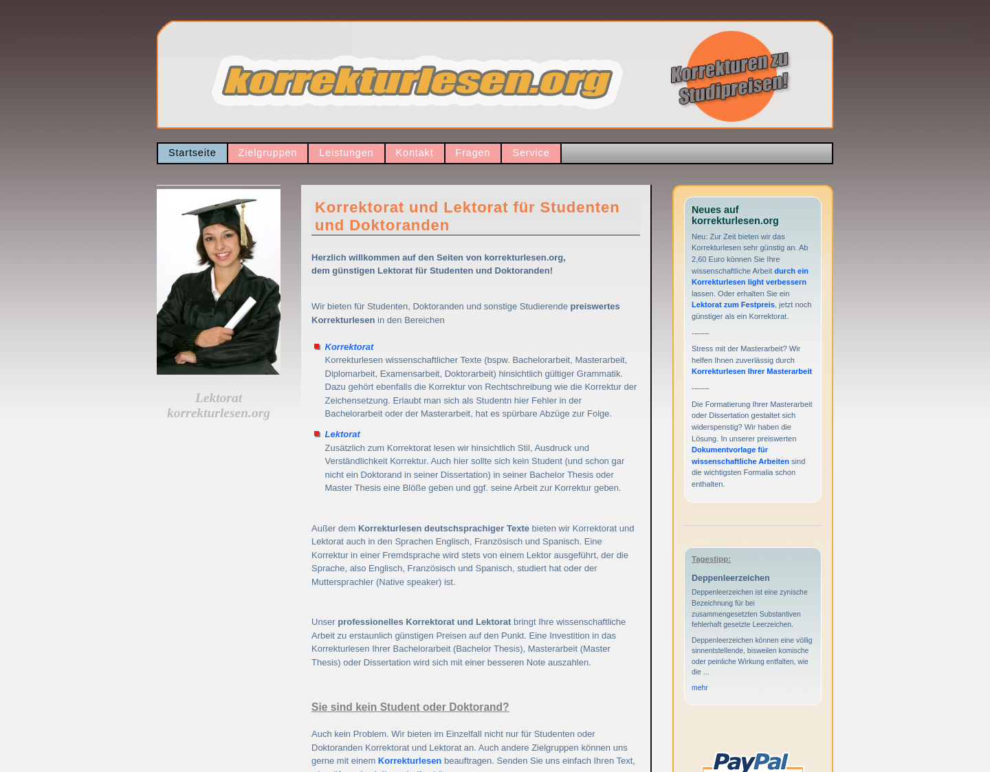 Aktuelle Website-Vorschau von Mit Korrekturlesen zur besseren Note