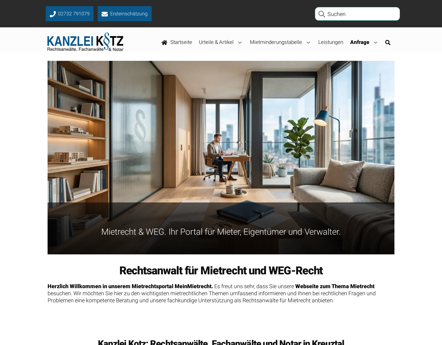 Aktuelle Website-Vorschau von Mietrechtsportal mit aktuelle Urteilen