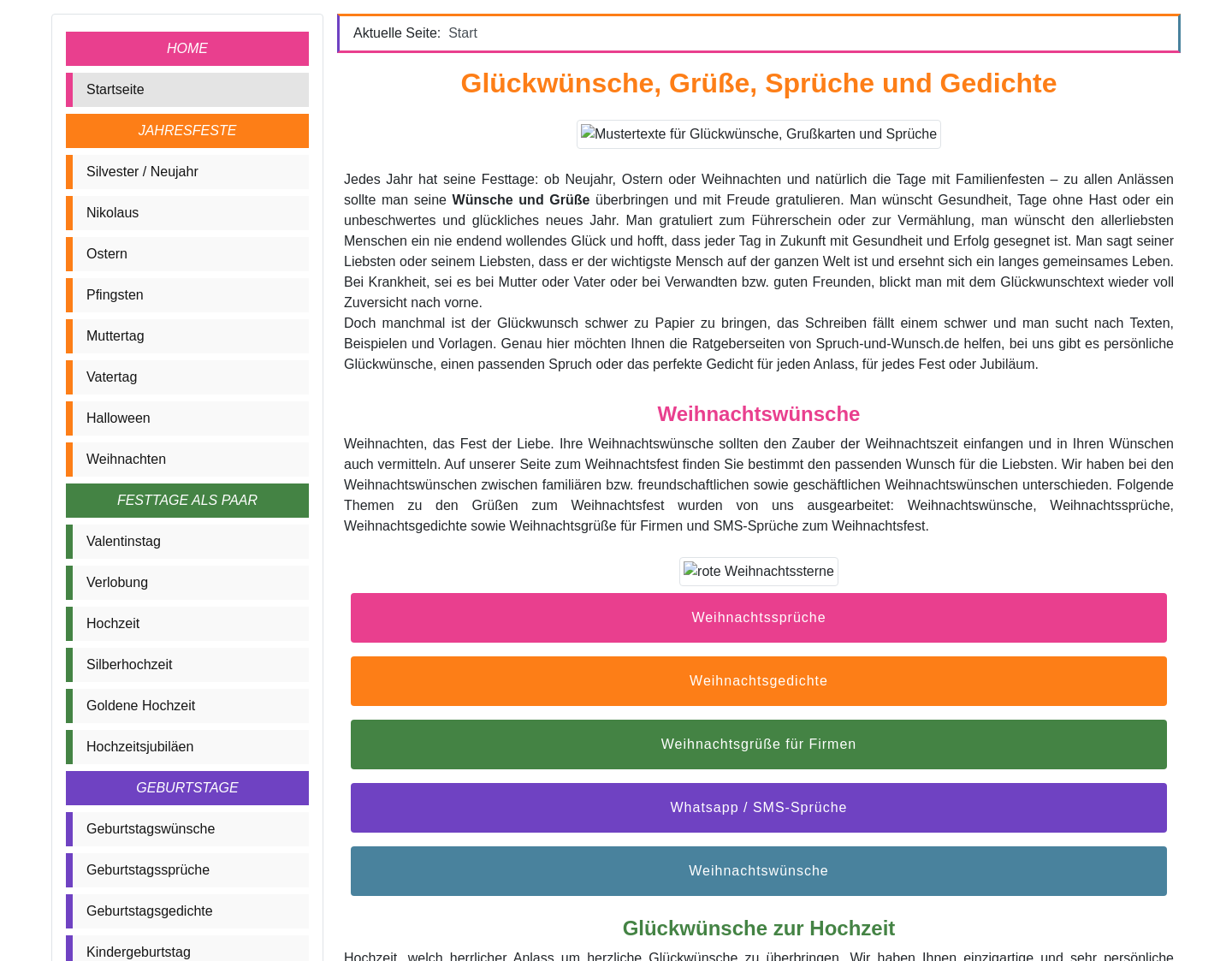 Aktuelle Website-Vorschau von Glückwünsche, Sprüche und Zitate