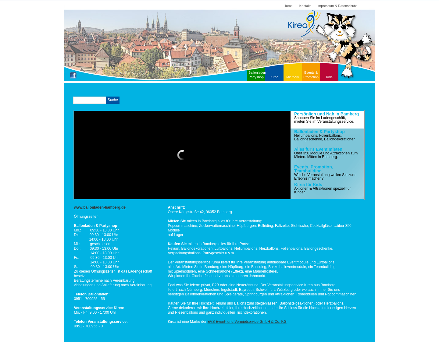 Aktuelle Website-Vorschau von Veranstaltungsservice Kirea