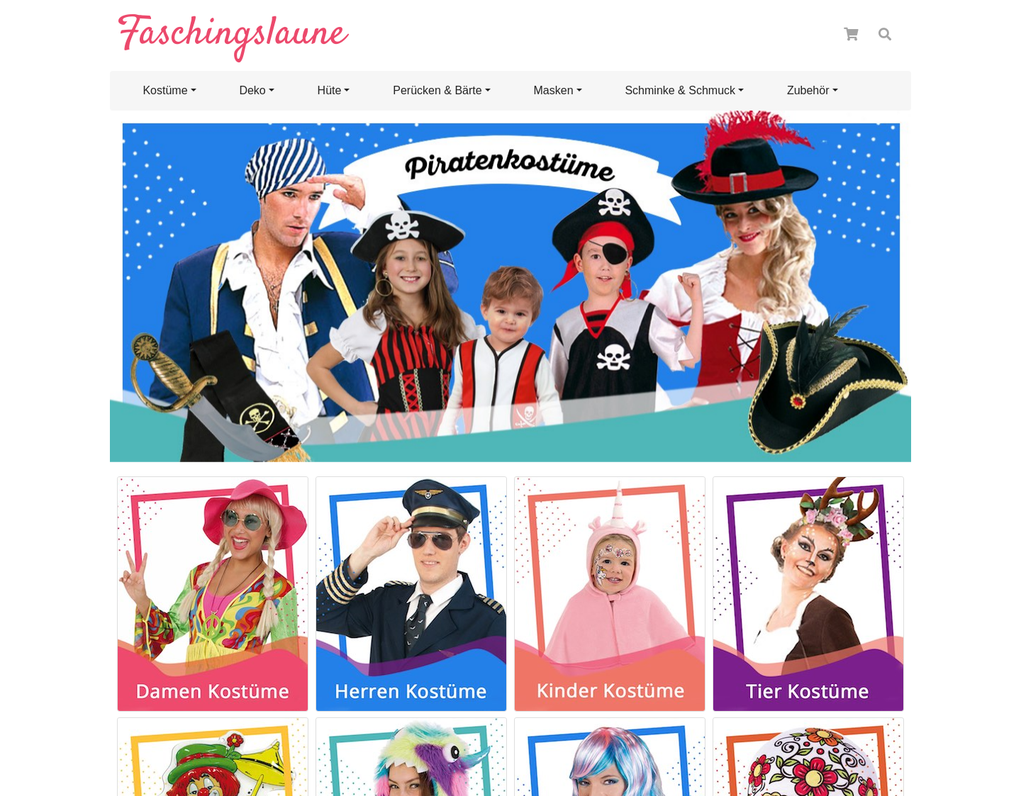 Aktuelle Website-Vorschau von Karneval & Fasching Kostüme Shop