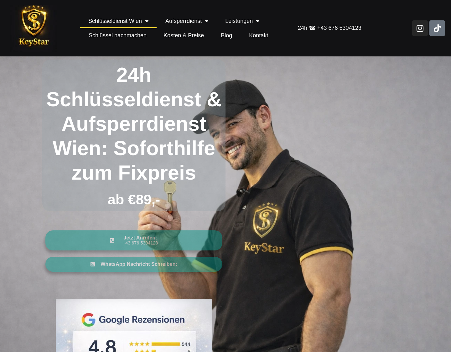Aktuelle Website-Vorschau von Aufsperrdienst Wien