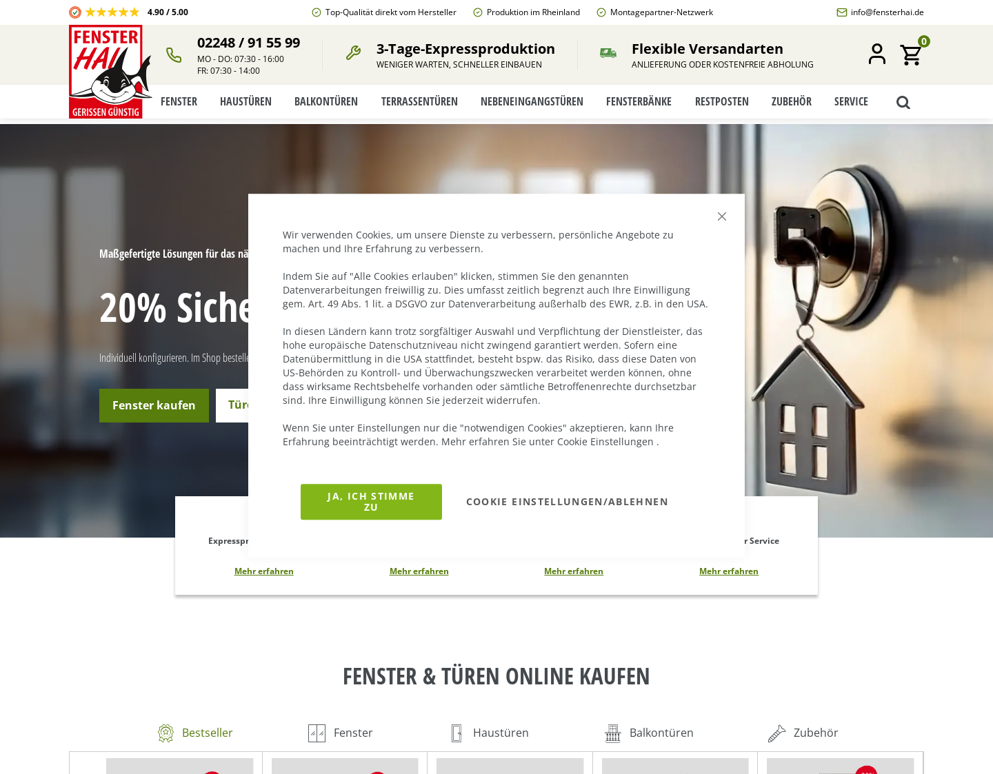 Aktuelle Website-Vorschau von Fenster online günstig kaufen