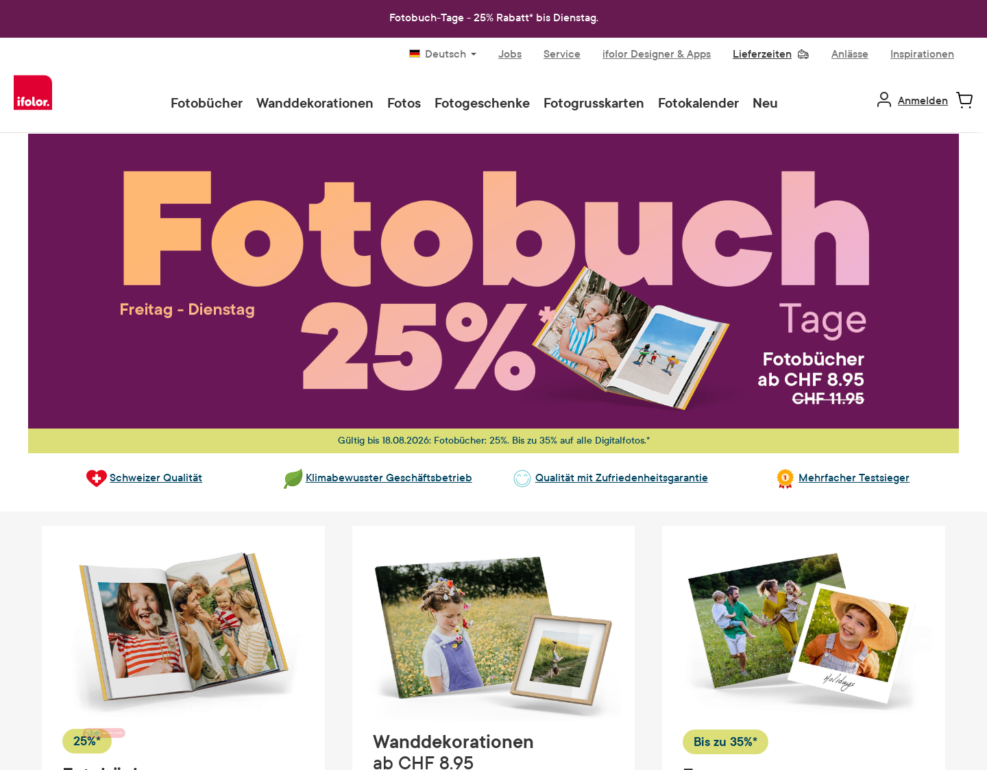 Aktuelle Website-Vorschau von Fotogeschenke