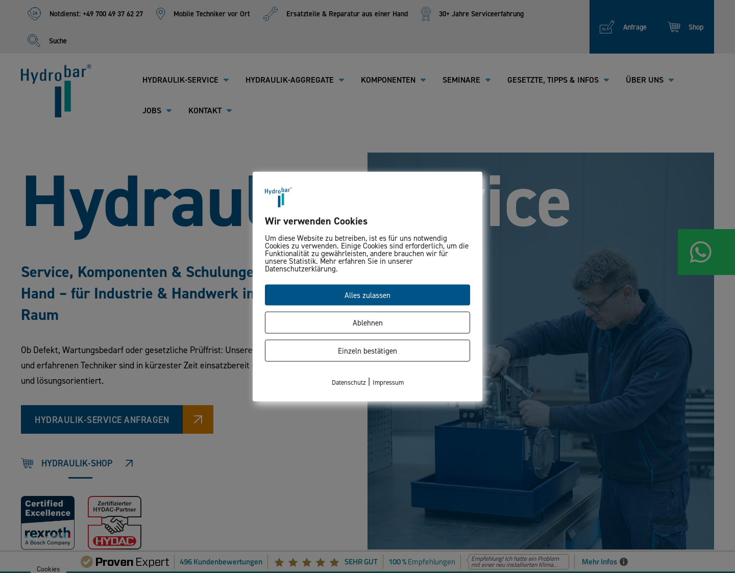 Aktuelle Website-Vorschau von Hydrobar Hydraulik & Pneumatik GmbH
