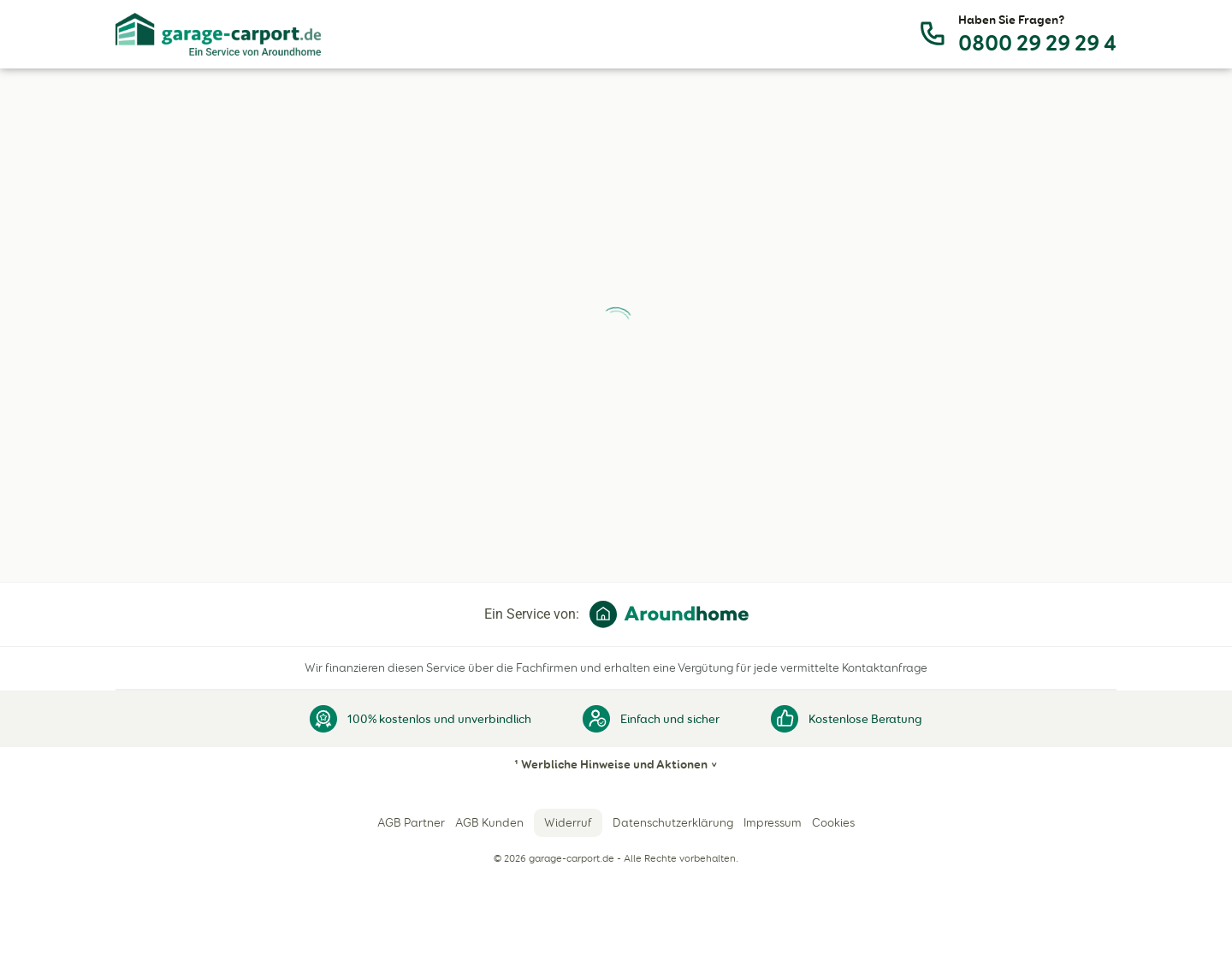 Aktuelle Website-Vorschau von Garage-Carport.de berät unabhängig