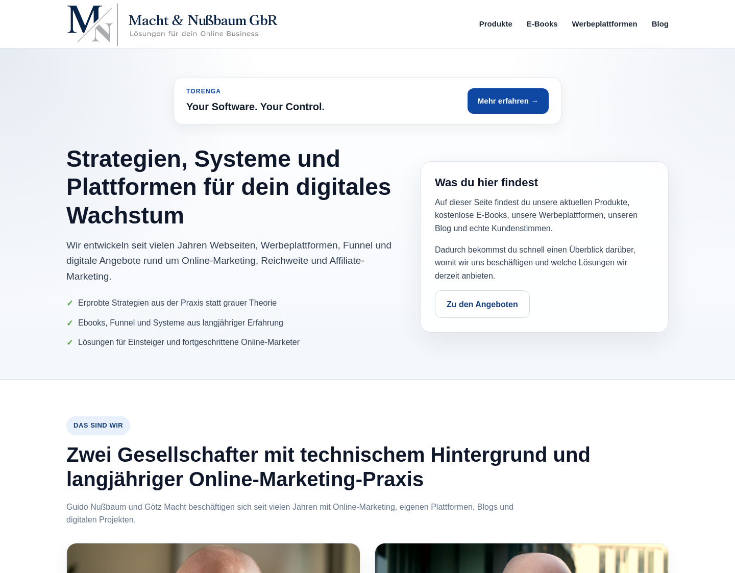Aktuelle Website-Vorschau von Macht und Nußbaum GbR - Internet Marketing