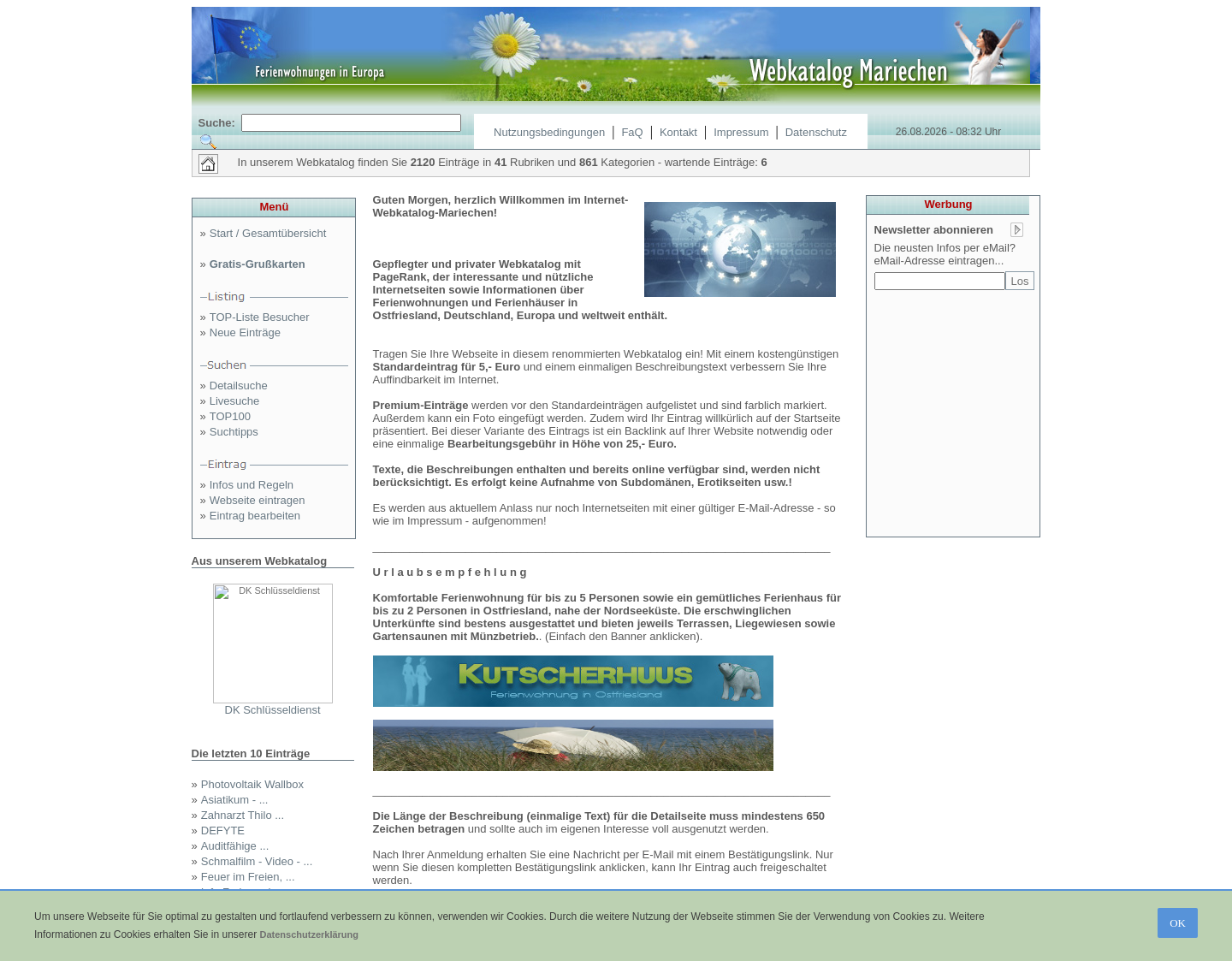 Aktuelle Website-Vorschau von Webkatalog Mariechen