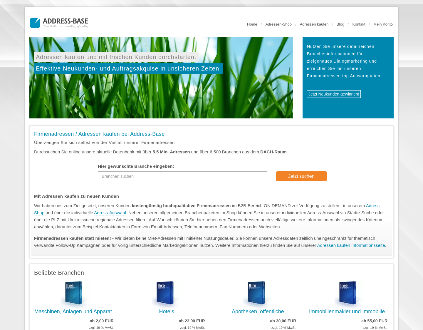 Aktuelle Website-Vorschau von Address-Base