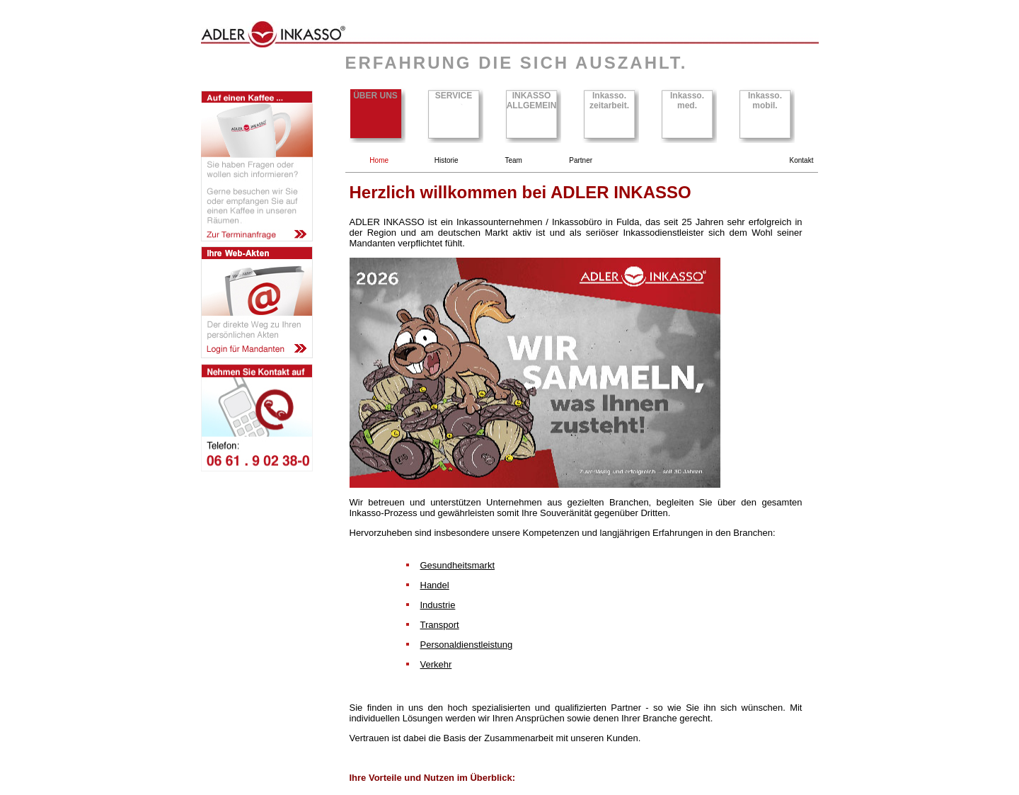 Aktuelle Website-Vorschau von Herzlich willkommen bei ADLER INKASSO