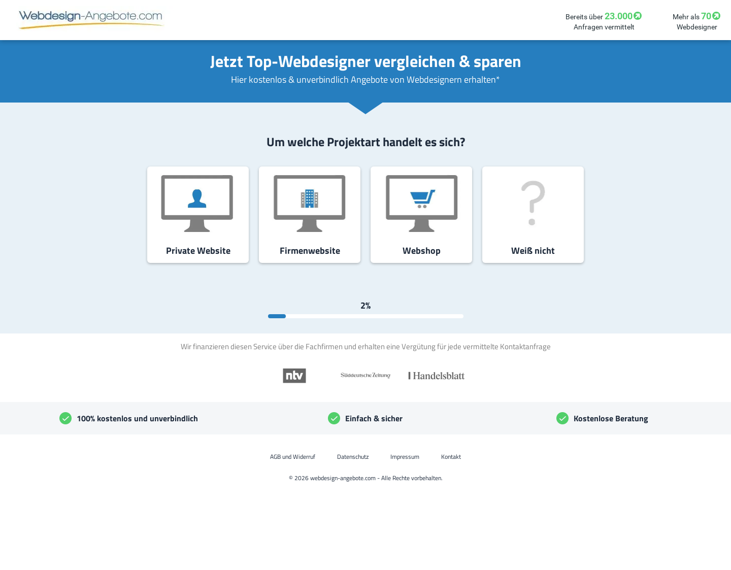 Aktuelle Website-Vorschau von Webdesign - Angebote